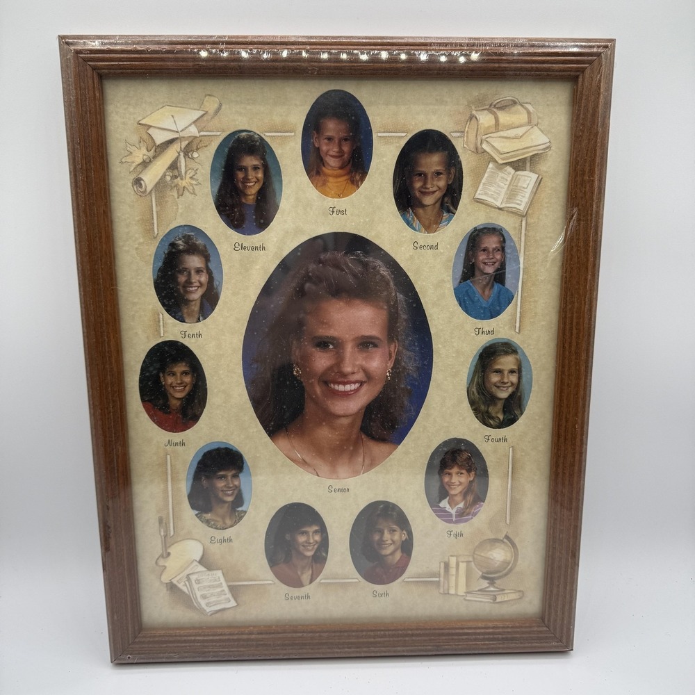 School‎ Days Wood Collage Picture Frame 12x15 Brown Wall 13 Photo Retro Display